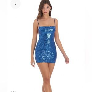 Starstruck Strappy Dress in Lapis Blue